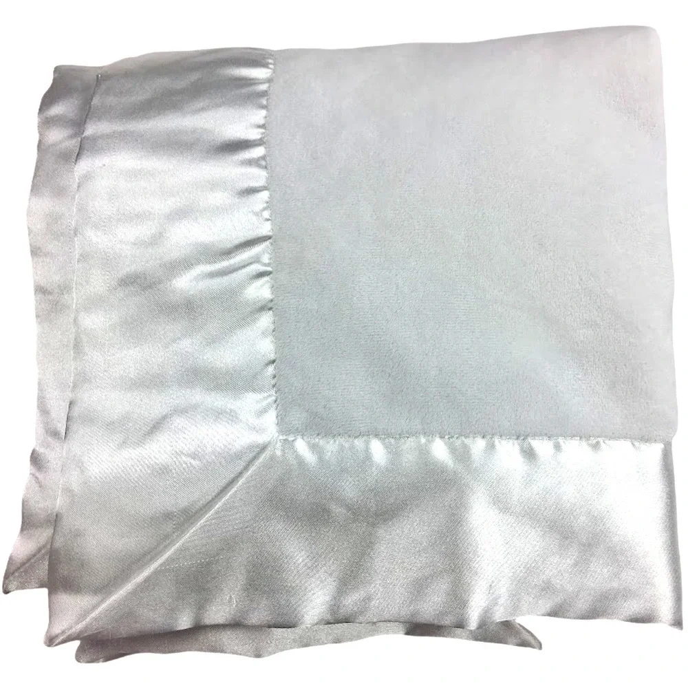 Carter's‎ Solid White Plush Baby Blanket Thick Satin Trim Minky Shaggy 30x40